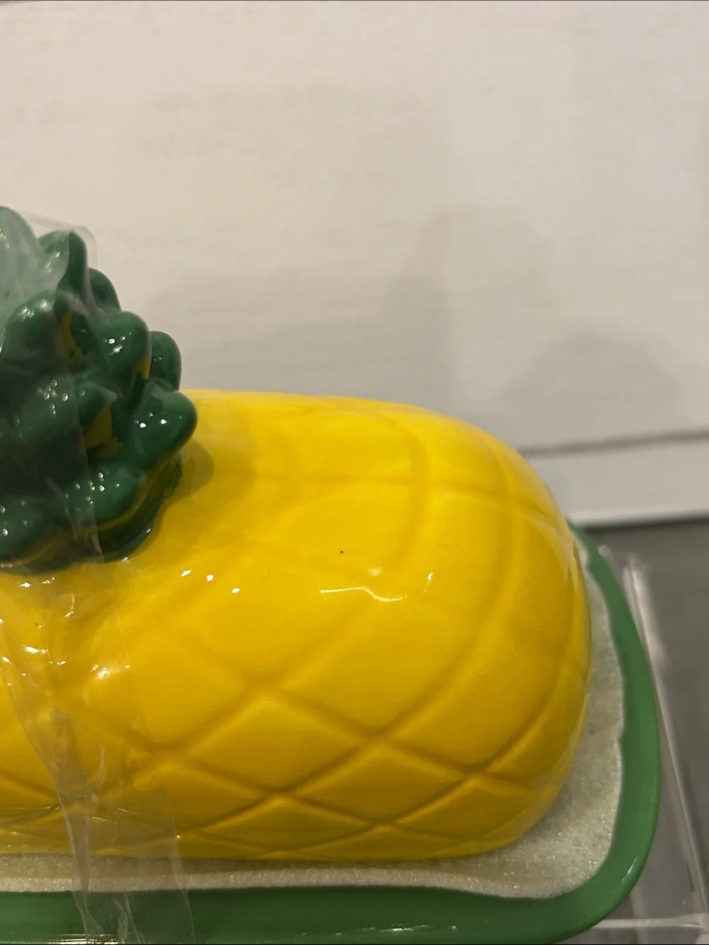 Ceramic Pineapple Butter Dish in Yellow and Green